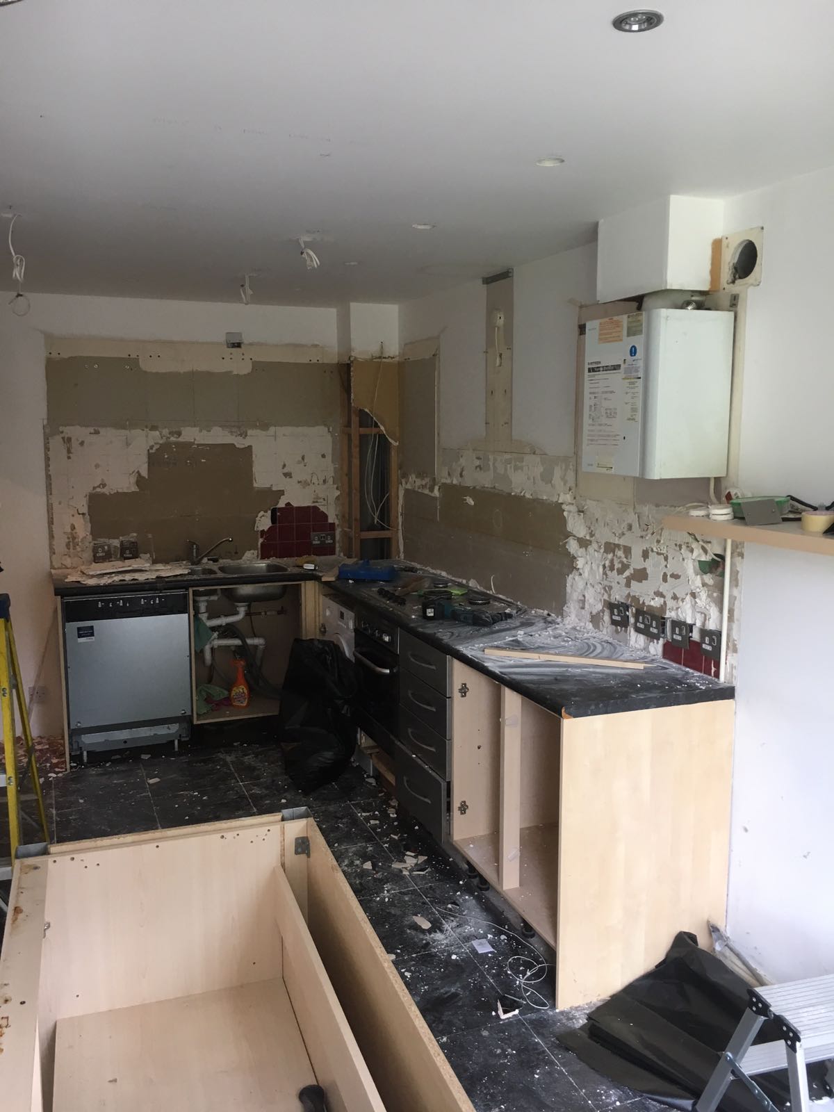 Old kitchen stripped and walls replastered